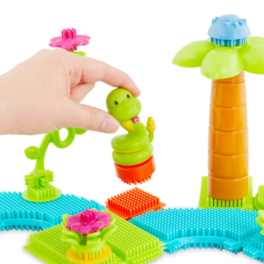 Jungle Adventure Bucket - klocki jeżyki w wiadrze - zestaw DŻUNGLA, 128 elementów / B.Toys