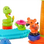 Jungle Adventure Bucket - klocki jeżyki w wiadrze - zestaw DŻUNGLA, 128 elementów / B.Toys