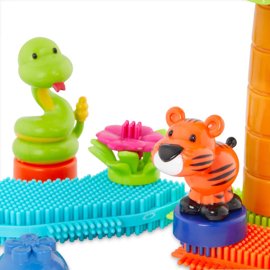 Jungle Adventure Bucket - klocki jeżyki w wiadrze - zestaw DŻUNGLA, 128 elementów / B.Toys
