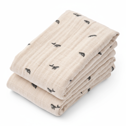 Chusteczki muślinowe Lewis, 2 szt. - Mini whale, Sandy / Liewood