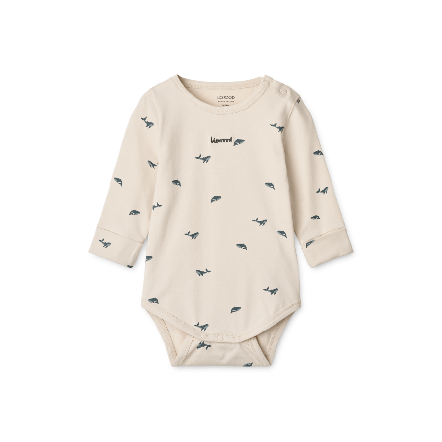 Body niemowlęce Yanni 2-pak - Mini whale, Sandy / Liewood