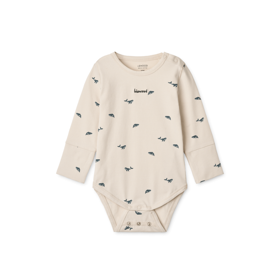 Body niemowlęce Yanni 2-pak - Mini whale, Sandy / Liewood