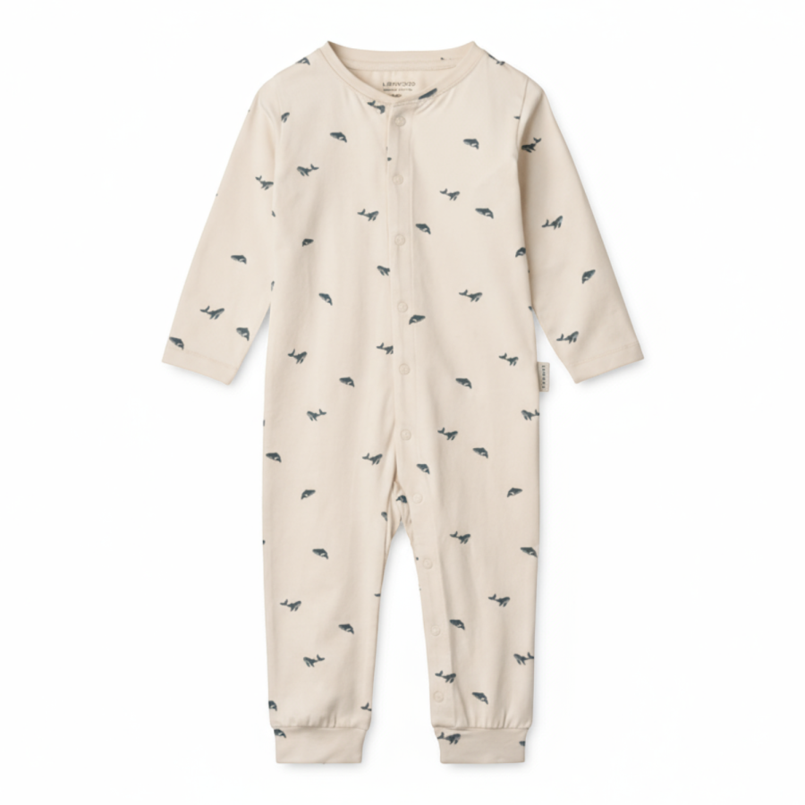 Piżama Birk - mini whale, sandy / Liewood