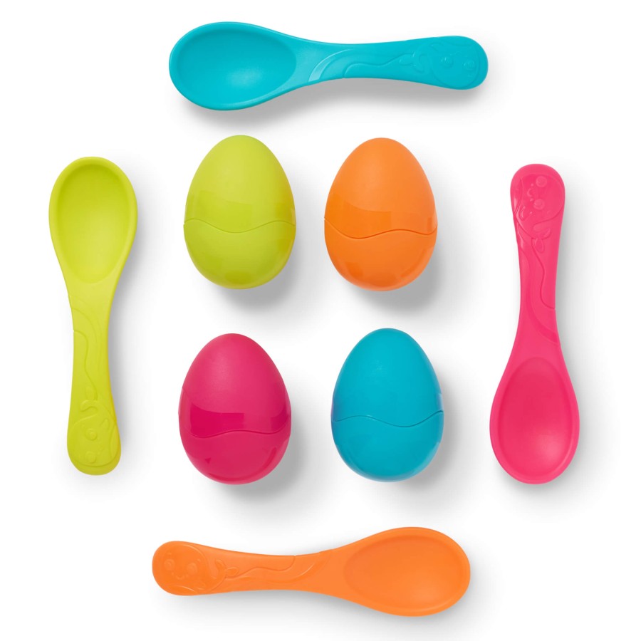 Egg & Spoon Racers - zestaw do zabawy w wyścigi z jajkami na łyżkach / B.Toys