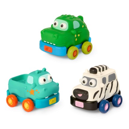 Safari Speedsters – zestaw 3 autek-zwierzątek z napędem / B.Toys