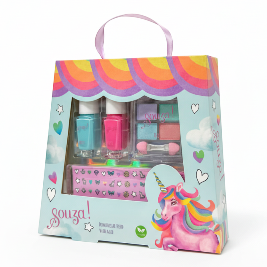 Kosmetyki do makijażu i stylizacji paznokci dla dzieci zestaw 4 el. Jednorożec / Souza!