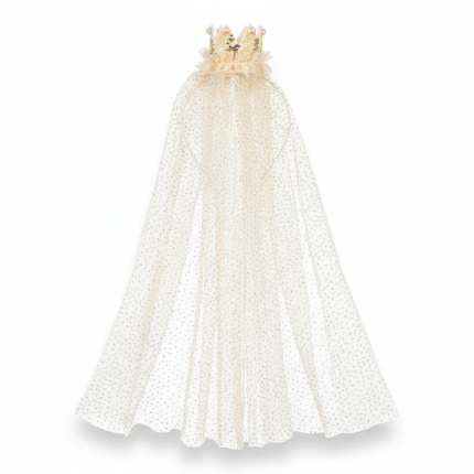 Opaska tiara z tiulowym welonem i złotą mini-koroną Chava / Souza!