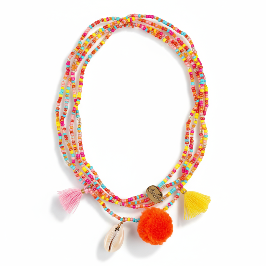 Poczwórny naszyjnik z koralików z zawieszkami wielokolorowy Sylvie / Souza!