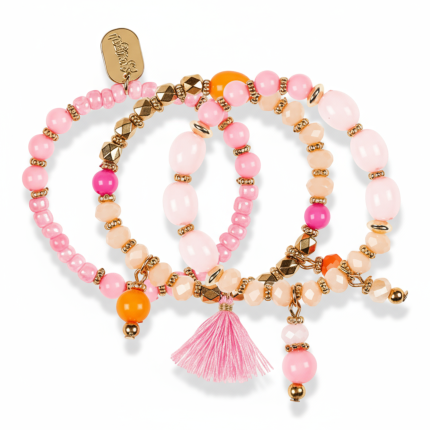 Bransoletki z koralików różowe Dottie 3 szt. / Souza!