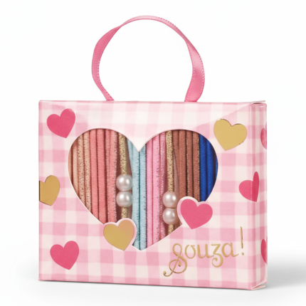 Gumki do włosów z perełkami w różowym pudełeczku Lente 24 szt. / Souza!