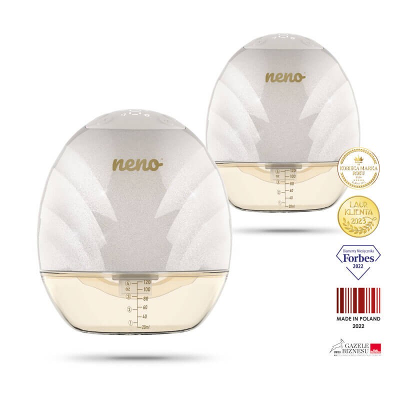 Dwa trójfazowe bezprzewodowe muszlowe laktatory elektroniczne premium Neno Perla Twin / Neno