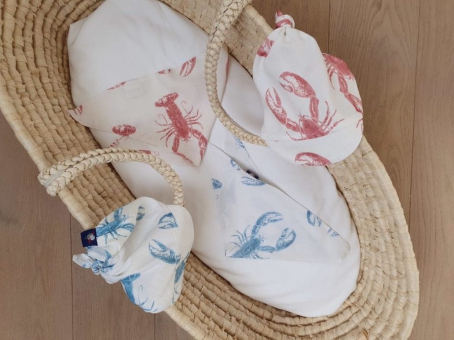 Bambusowa chusteczka z daszkiem Lobster Blue ROZMIARY / Kidspace