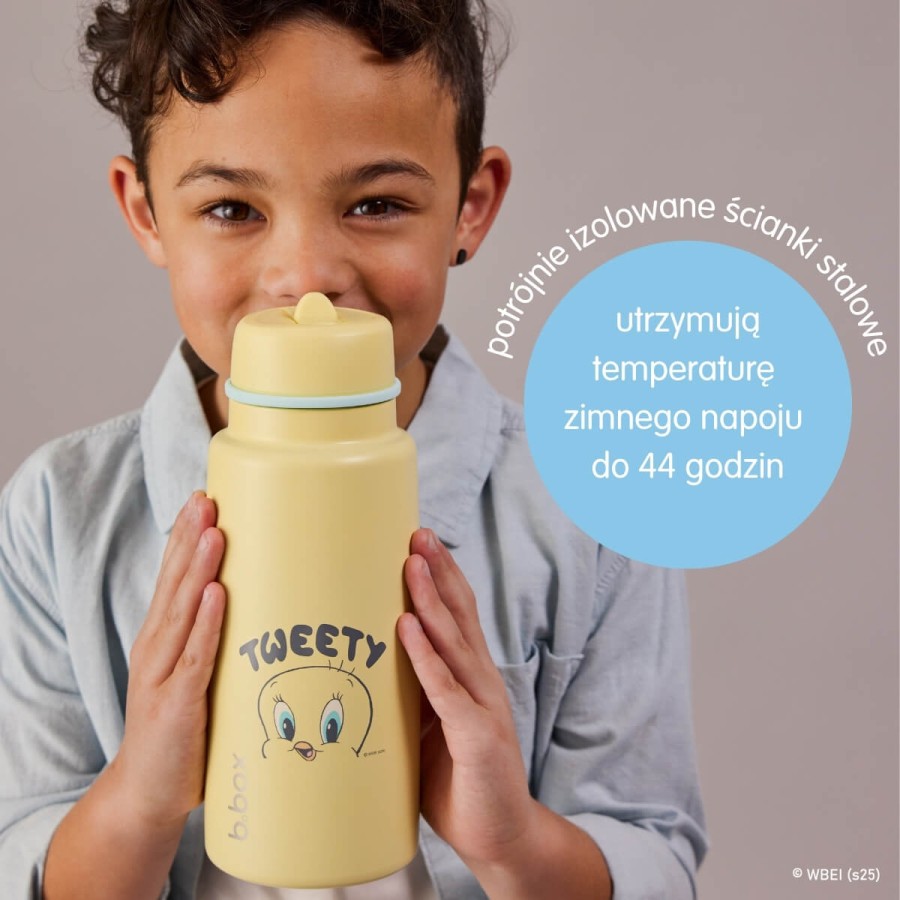 Butelka termiczna ze składanym ustnikiem, termos ze stali nierdzewnej - Looney Tunes, 1l / b.box