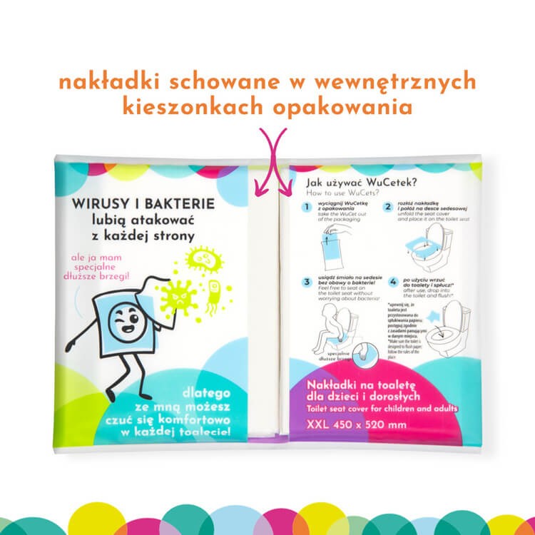 Jednorazowe nakładki na toaletę dla dzieci i dorosłych – wydłużone brzegi, 10 szt. / WuCetki
