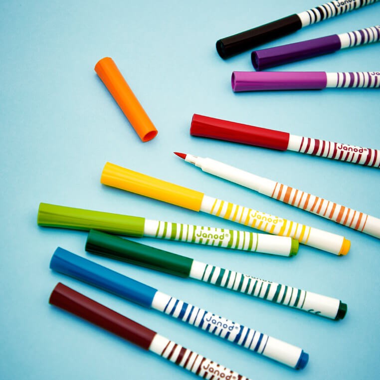 Flamastry pędzelkowe 10 kolorów 3+ / Janod