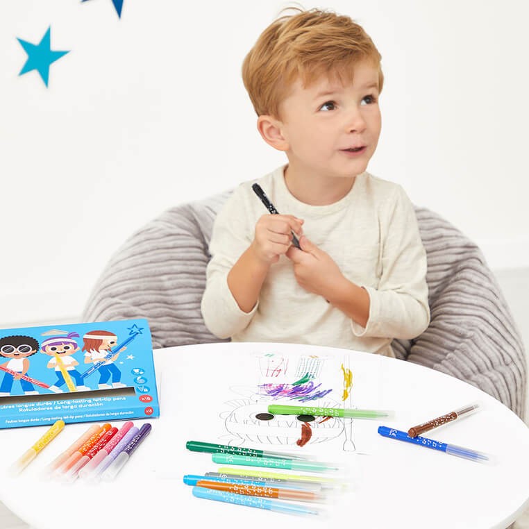 Flamastry pisaki z filcową końcówką 18 kolorów 3+ / Janod