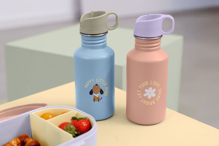 Bidon ze stali nierdzewnej z ustnikiem i uchwytem 500 ml Pattern Party rose & lilac / Lassig