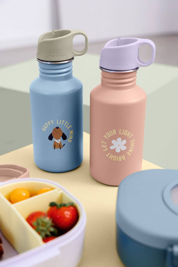 Bidon ze stali nierdzewnej z ustnikiem i uchwytem 500 ml Pattern Party rose & lilac / Lassig