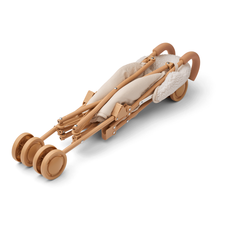 Składany wózek dla lalek Elsie z pluszowym wykończeniem - sandy / Liewood