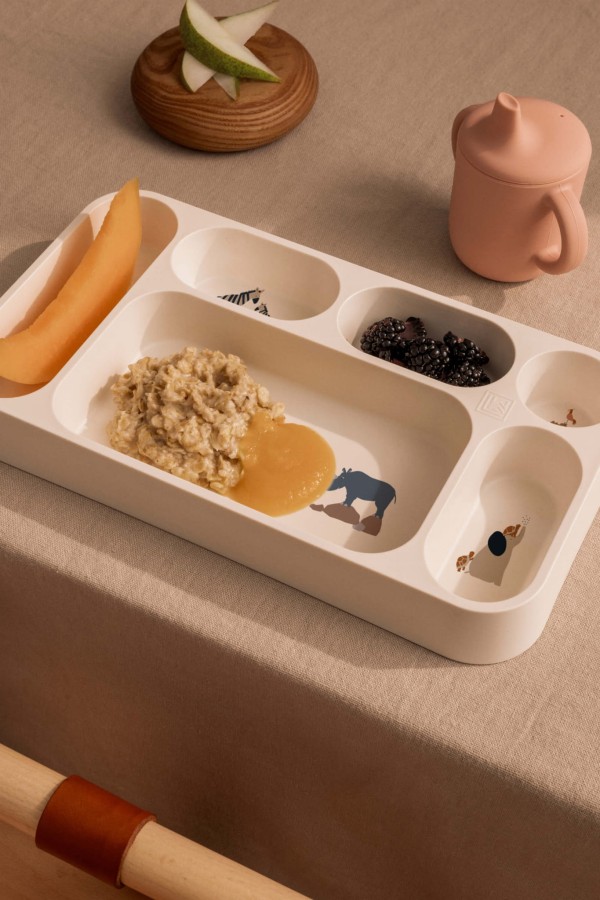 Talerz z przegródkami Mosu - peach, sea shell / Liewood