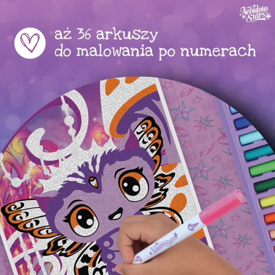 Kreatywna kolorowanka z flamastrami Mystery 7+ / Nebulous Stars