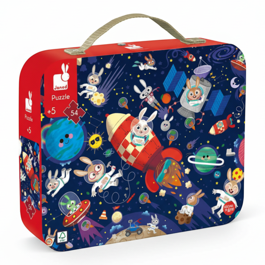 Puzzle w walizce Rakieta kosmiczna 54 elementy / Janod