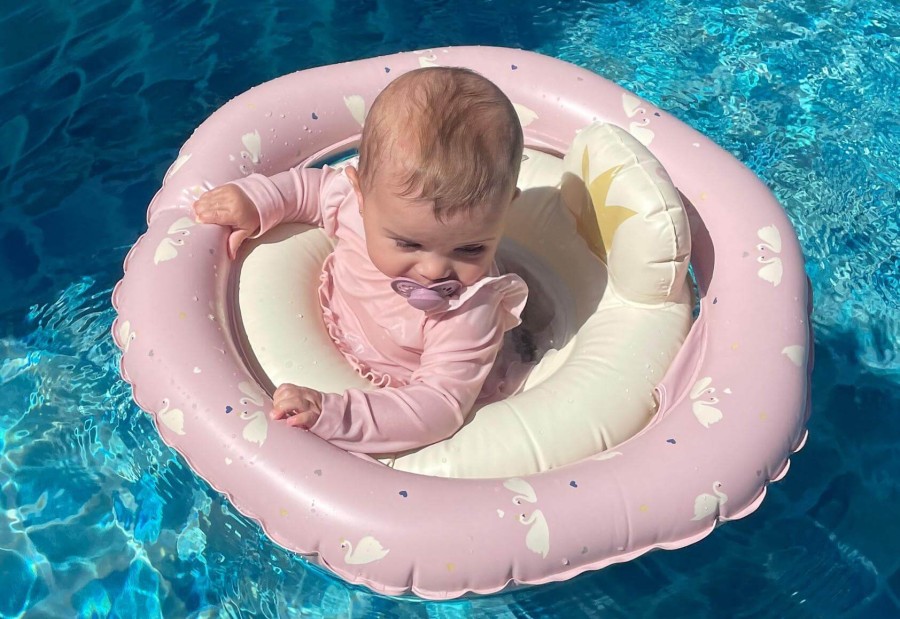 Koło do pływania Baby Rose Swan z siedziskiem / Vanilla Copenhagen
