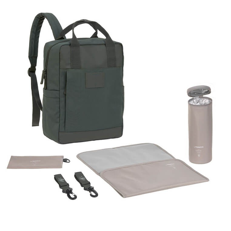 Plecak dla mam kwadratowy z akcesoriami Vividal Backpack dark olive / Lassig