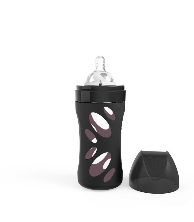 Butelka antykolkowa szklana 260 ml - czarna / Twistshake