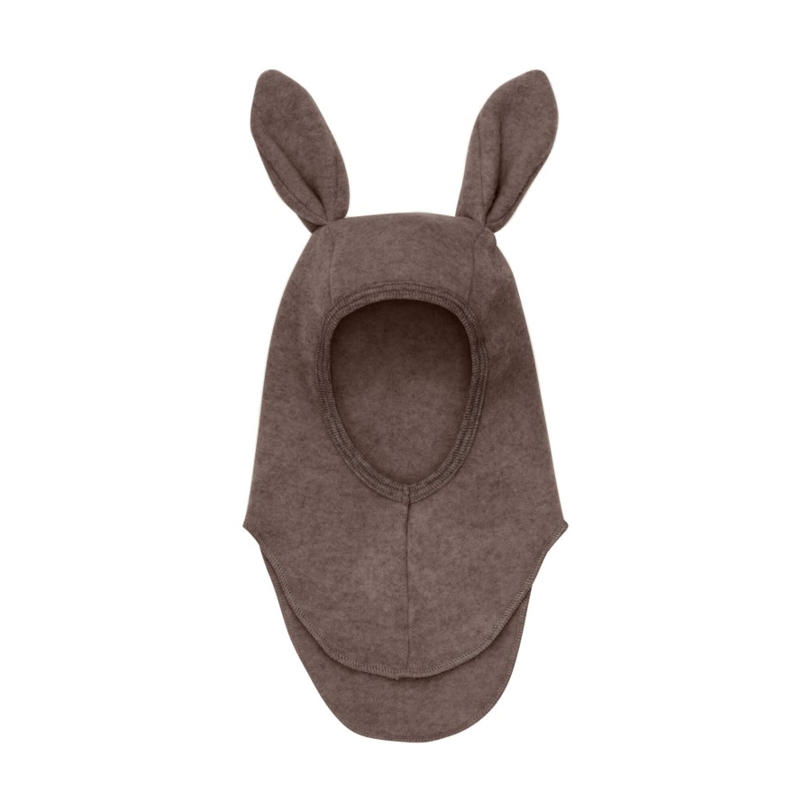 Kominiarka 100% wełny merino z uszkami królika - Brown Melange / HUTTEliHUT