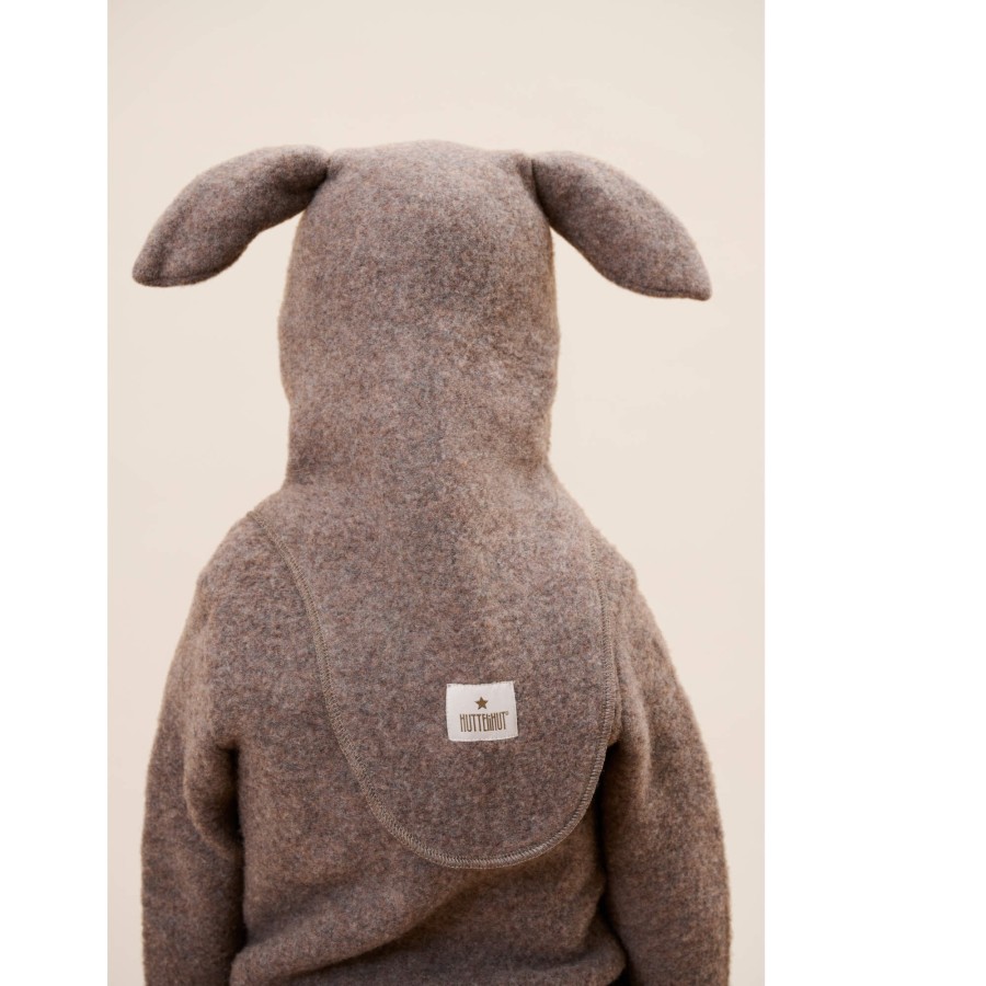 Kominiarka 100% wełny merino z uszkami królika - Brown Melange / HUTTEliHUT