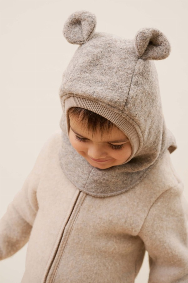 Kominiarka z uszkami misia - Medium Grey Melange / HUTTEliHUT