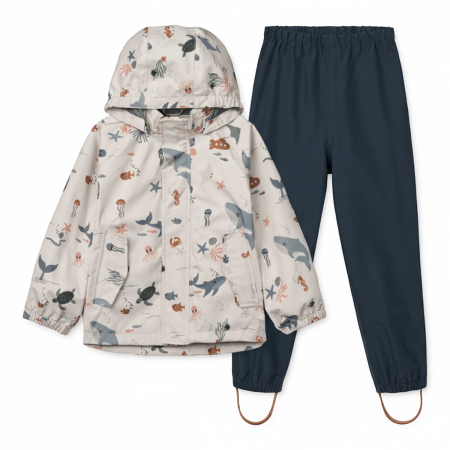 Komplet przeciwdeszczowy Pedia - sea creature, sandy / Liewood