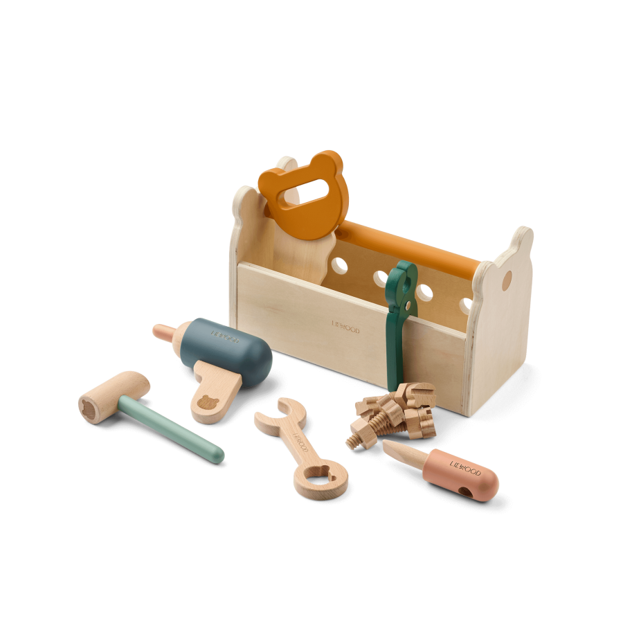 Drewniany zestaw narzędzi Luigi - green garden multi mix / Liewood
