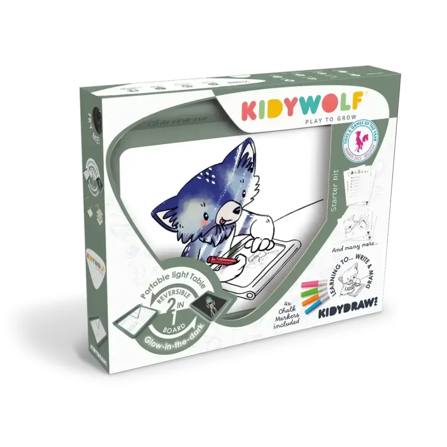USZKODZONE OPAKOWANIE: Podświetlany tablet do nauki pisania i rysowania KIDYDRAW-PRO - zielony / Kidywolf