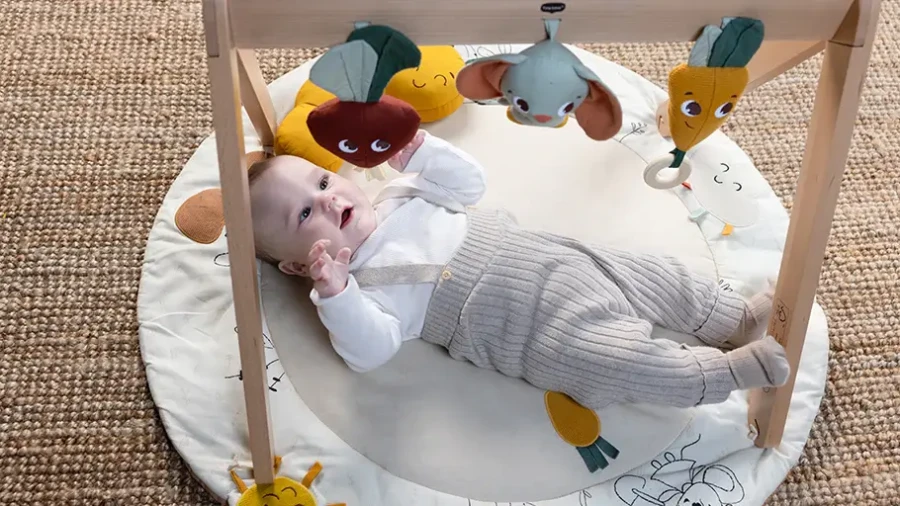 Gimnastyka, mata edukacyjna z drewnianym stojakiem Garden of Adventure / Tiny Love