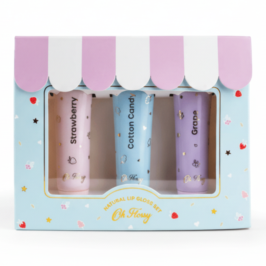 Zestaw 3 naturalnych pomadek nawilżających, błyszczyków / Oh Flossy
