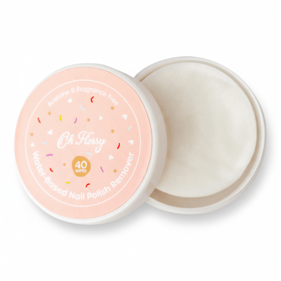 Delikatny zmywacz do paznokci na bazie wody bez acetonu, 40 wacików / Oh Flossy
