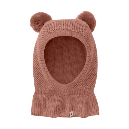 Kominiarka z pomponami 100% wełny merino - Burlwood / HUTTEliHUT