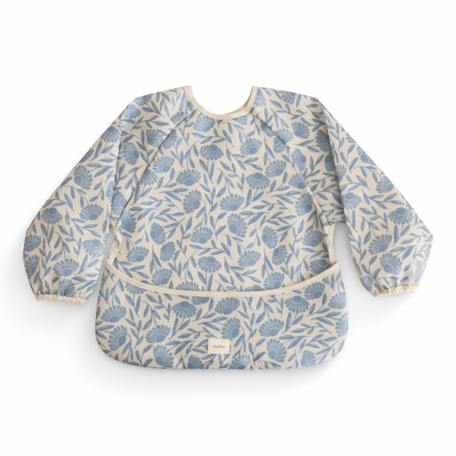 Śliniak z długim rękawem – Blue Flowers / Mushie