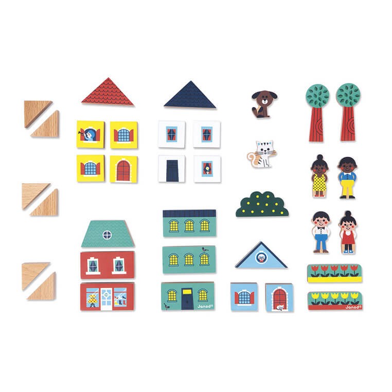 Zestaw klocków i figurek 36 el. Miasto Cross Roads 2+ / Janod