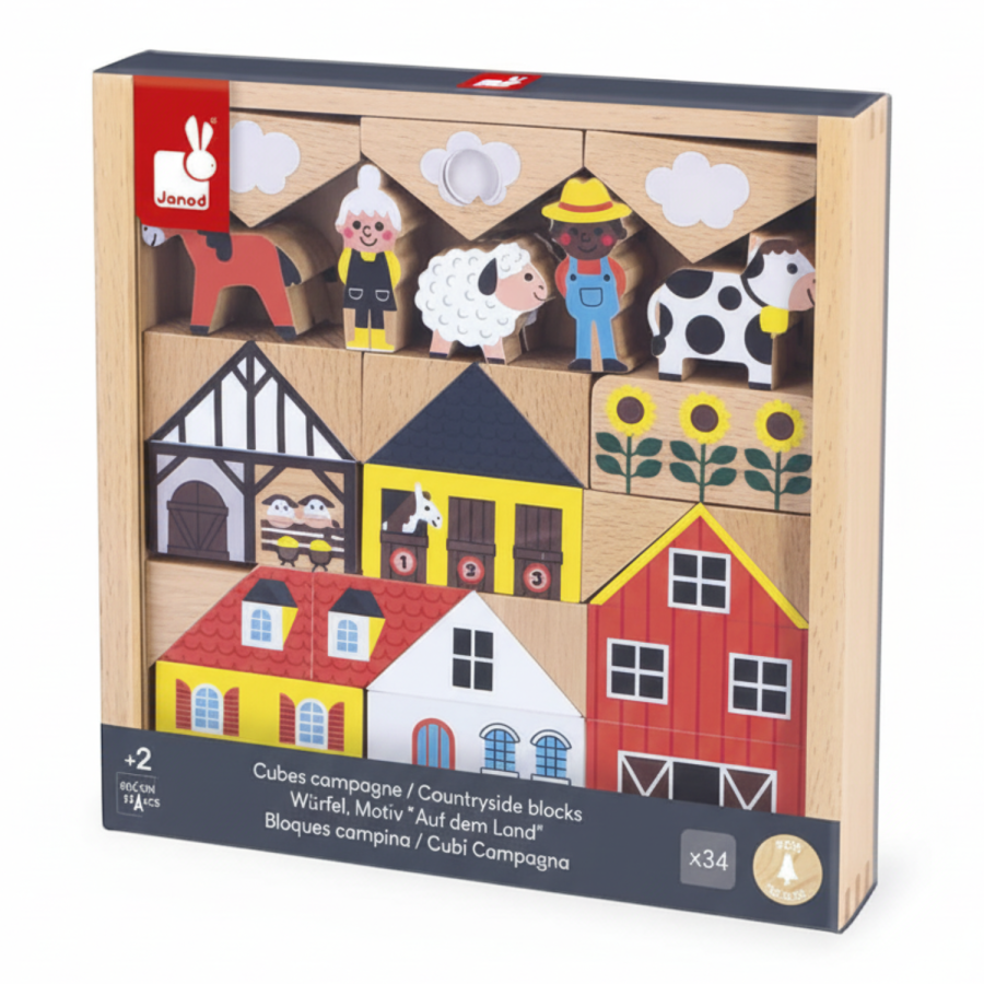 Zestaw klocków i figurek 34 el. Wieś Cross Roads 2+ / Janod