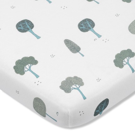 Prześcieradło z gumką do łóżeczka TREES / Pink no More
