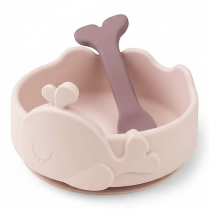 Miseczka silikonowa z przyssawką i łyżeczką - Powder / Done by Deer