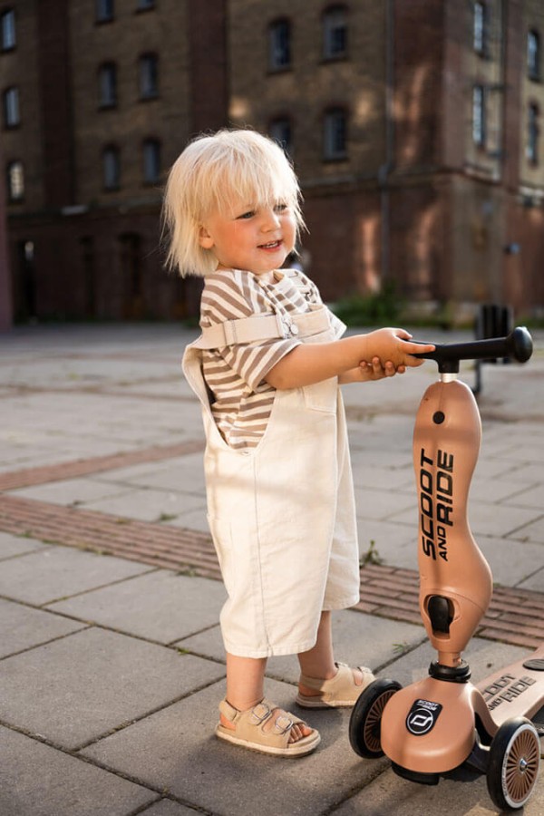 Highwaykick1 Push and Go 2w1 Jeździk i hulajnoga z rączką do prowadzenia 1-5 lat Mocha / Scootandride