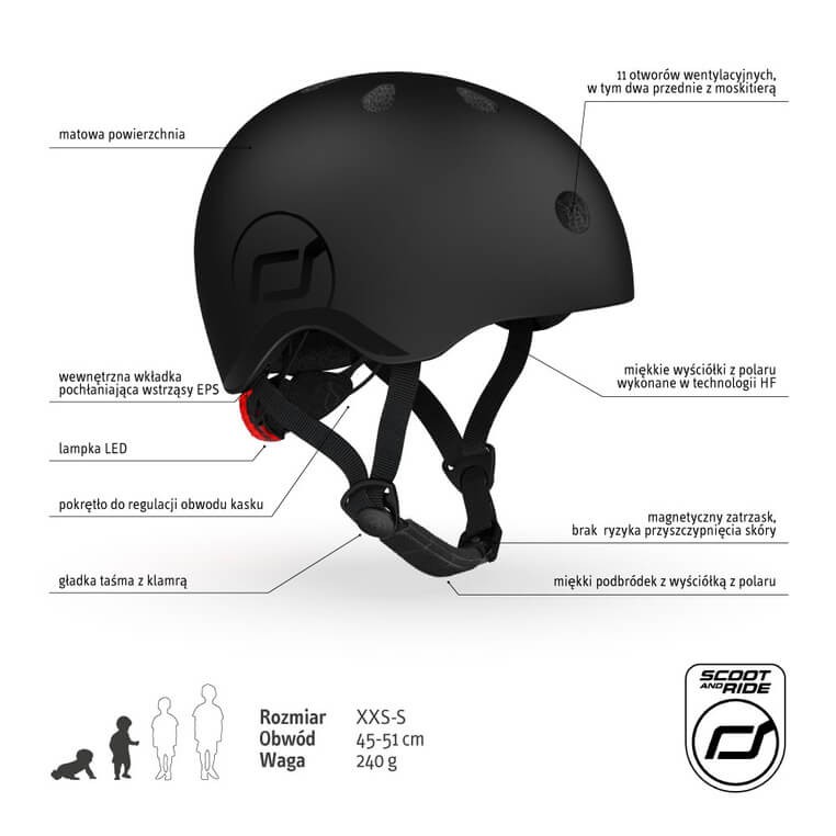 Kask XXS-S dla dzieci 3+ Black / Scoot&Ride
