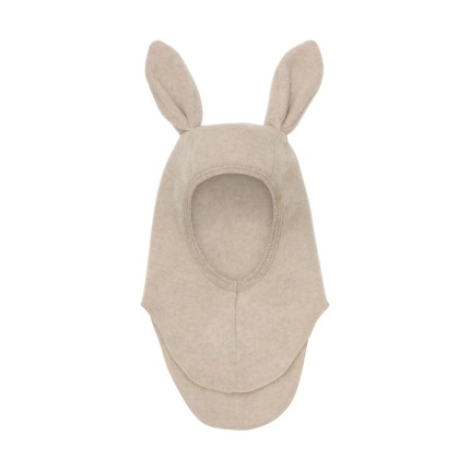 Kominiarka 100% wełny merino z uszkami królika - Camel Melange / HUTTEliHUT