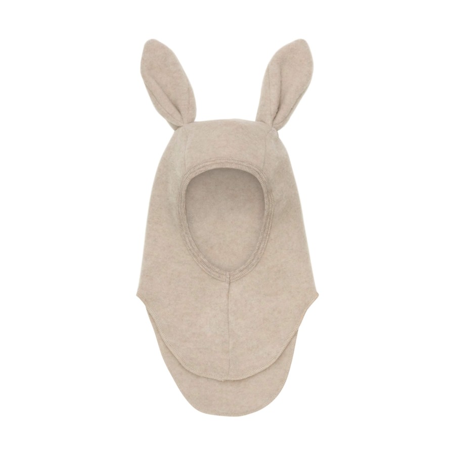 Kominiarka 100% wełny merino z uszkami królika - Camel Melange / HUTTEliHUT
