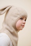 Kominiarka 100% wełny merino z uszkami królika - Camel Melange / HUTTEliHUT