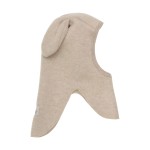 Kominiarka 100% wełny merino z uszkami królika - Camel Melange / HUTTEliHUT